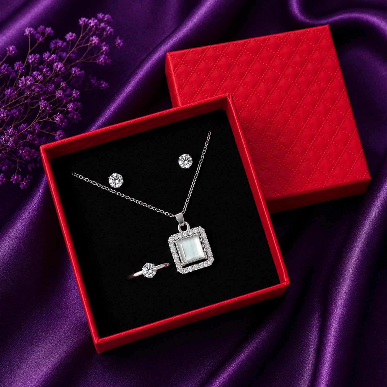3-Piece Cubic Zirconia Jewelry Set for Women & Girls