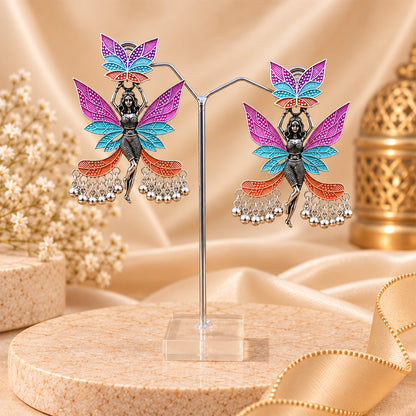 Oxidized Silver Fairy Statement Earrings for Girls & Women's