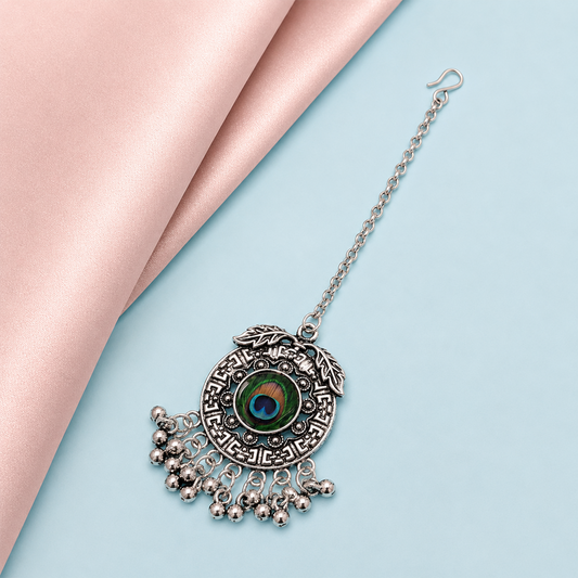 Oxidized Silver Paisley Design Maang Tikka for Girls & Women