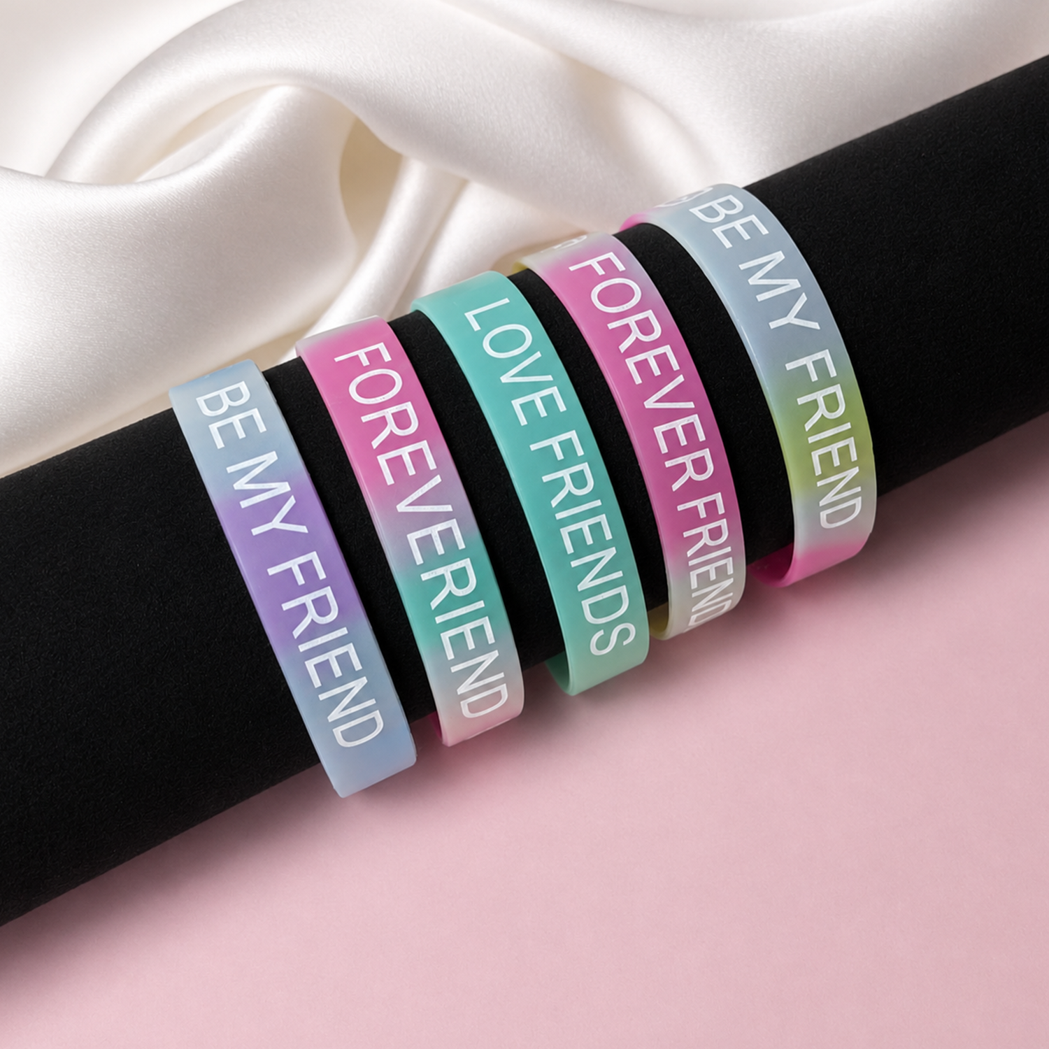 Colorful Silicone Friendship Day Bands Pack of 5 for Kids, Boys, Girls