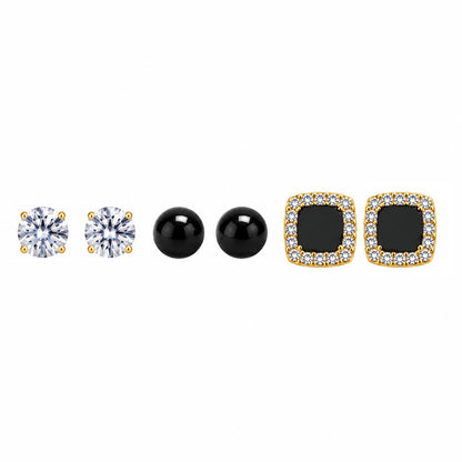 Sparkling Crystal Square Alloy Stud Earrings for Girls & Women