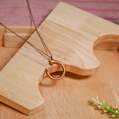 Rose Gold Nail Pendant Necklace (Anti-Tarnish)