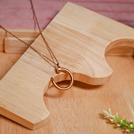 Rose Gold Nail Pendant Necklace (Anti-Tarnish)
