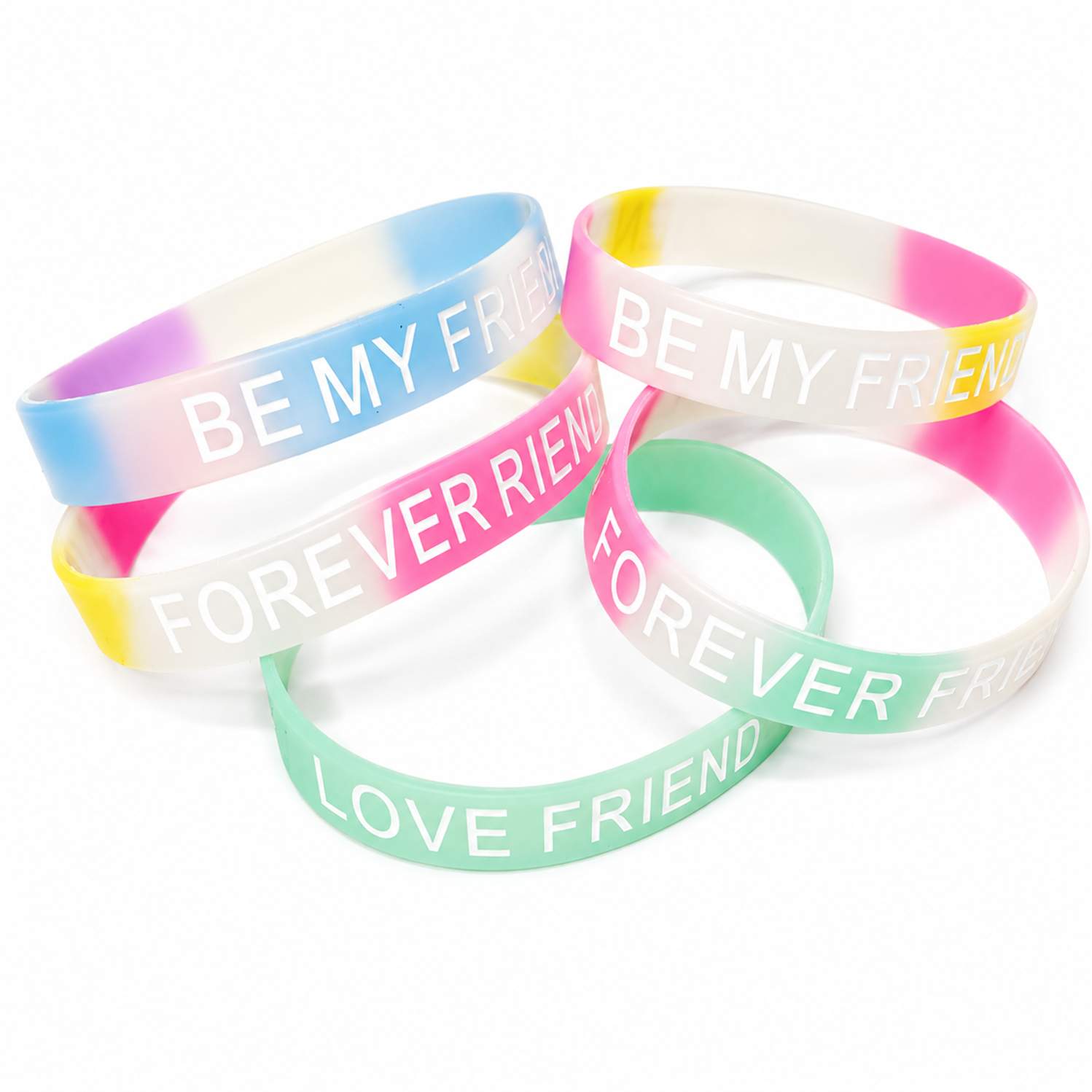Colorful Silicone Friendship Day Bands Pack of 5 for Kids, Boys, Girls