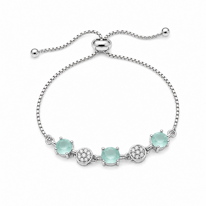 Minimalist Oval CZ Stone Chain Bracelet With Adjustable Chain for Girls & Women's