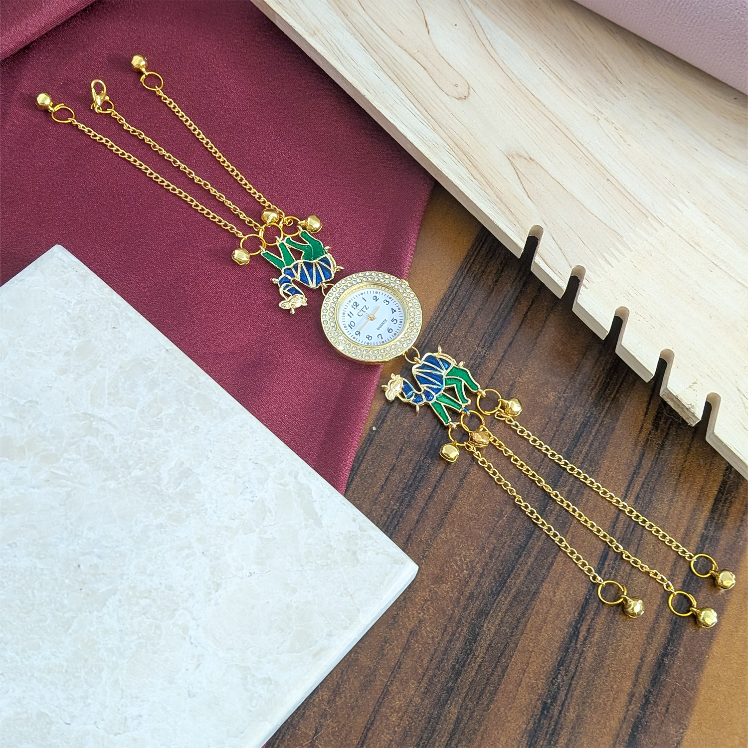 Camel Design Enamel Floral Kashimiri Watch for Women & Girls