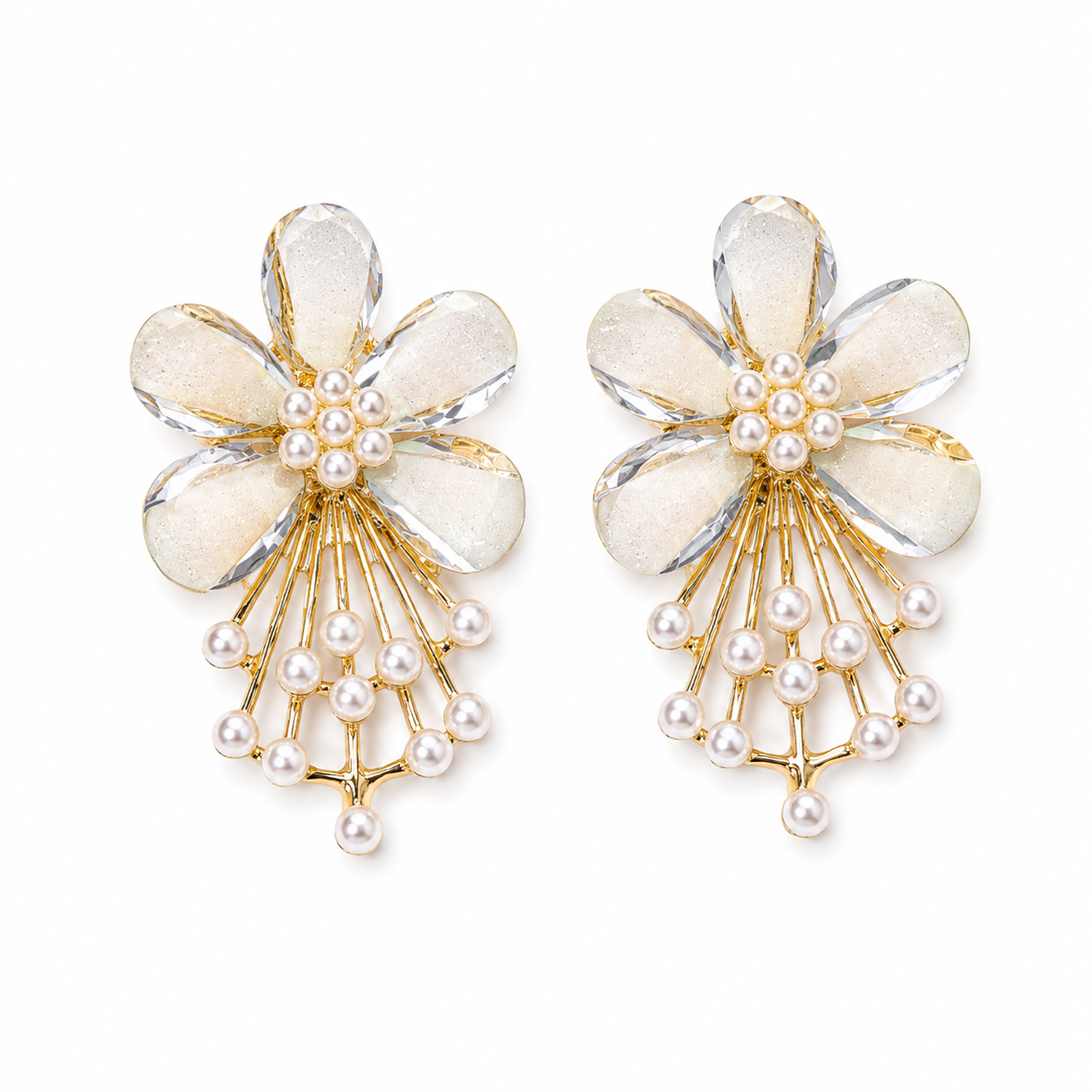Flower Pearl Drop Earrings for Girls & Women