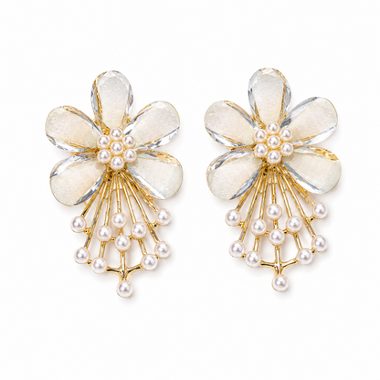 Flower Pearl Drop Earrings for Girls & Women