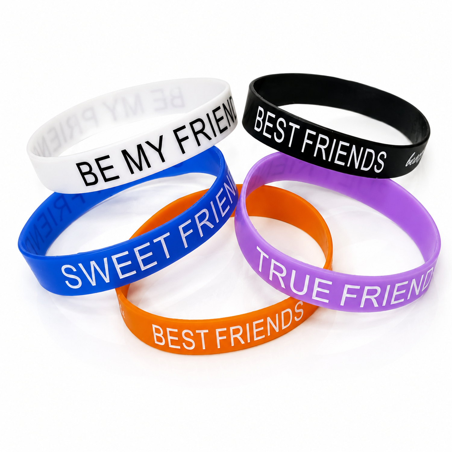 5pcs Mixed Print Friendship Day Silicone Bands