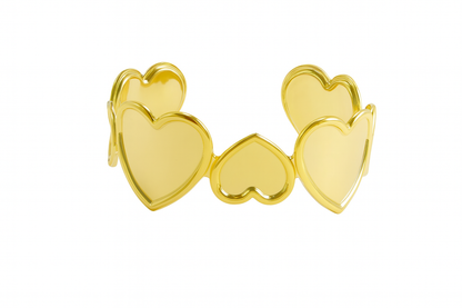 18k Gold Plated Open Heart Cuff Bracelet (Anti-Tarnish)