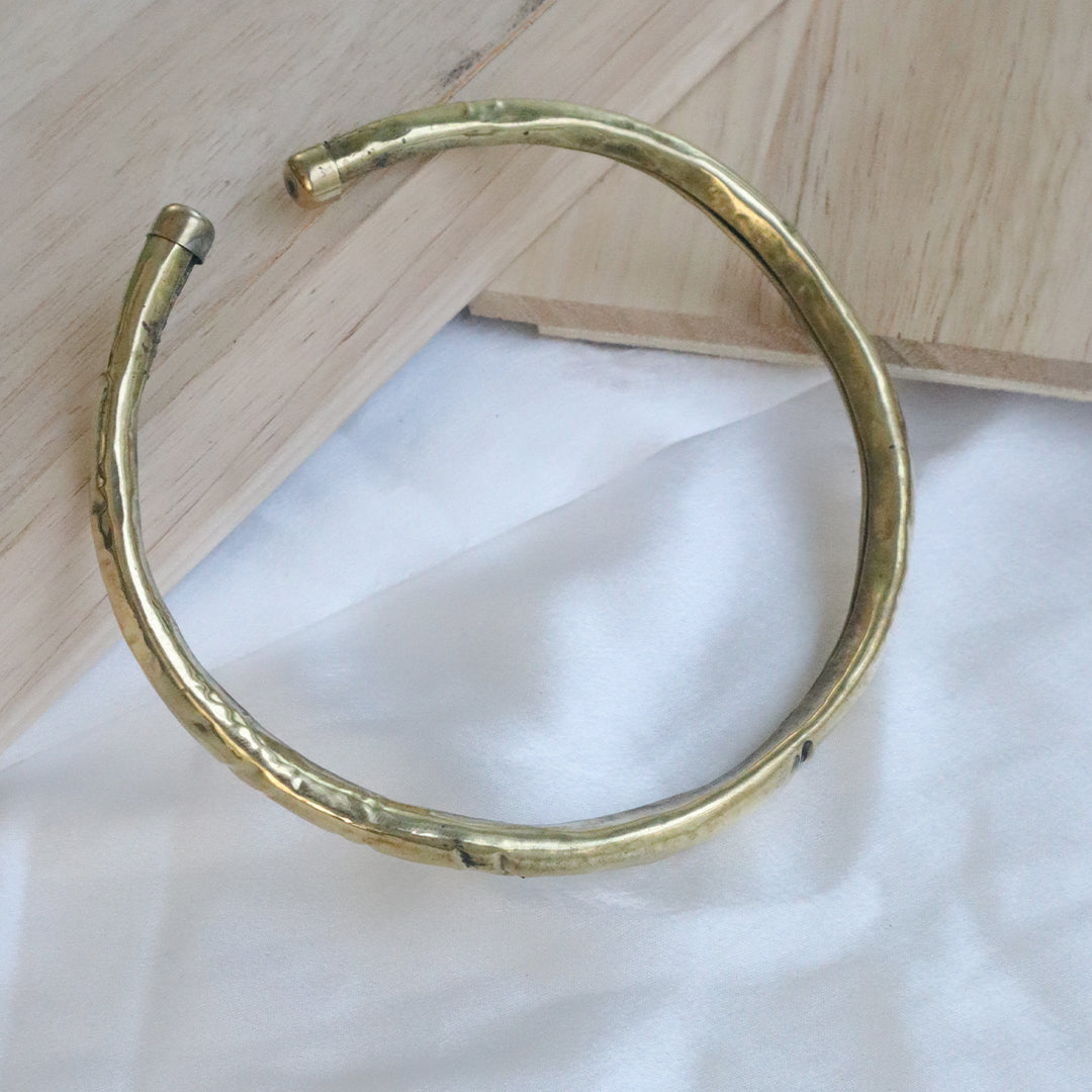 Tribal Elegance Gold Tone Choker With Kada And Anklet Set (Hammered Finish)