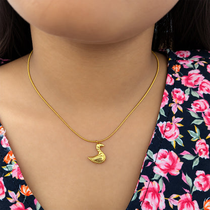 Gold Tone Swan Pendant with Chain for Girls and Women