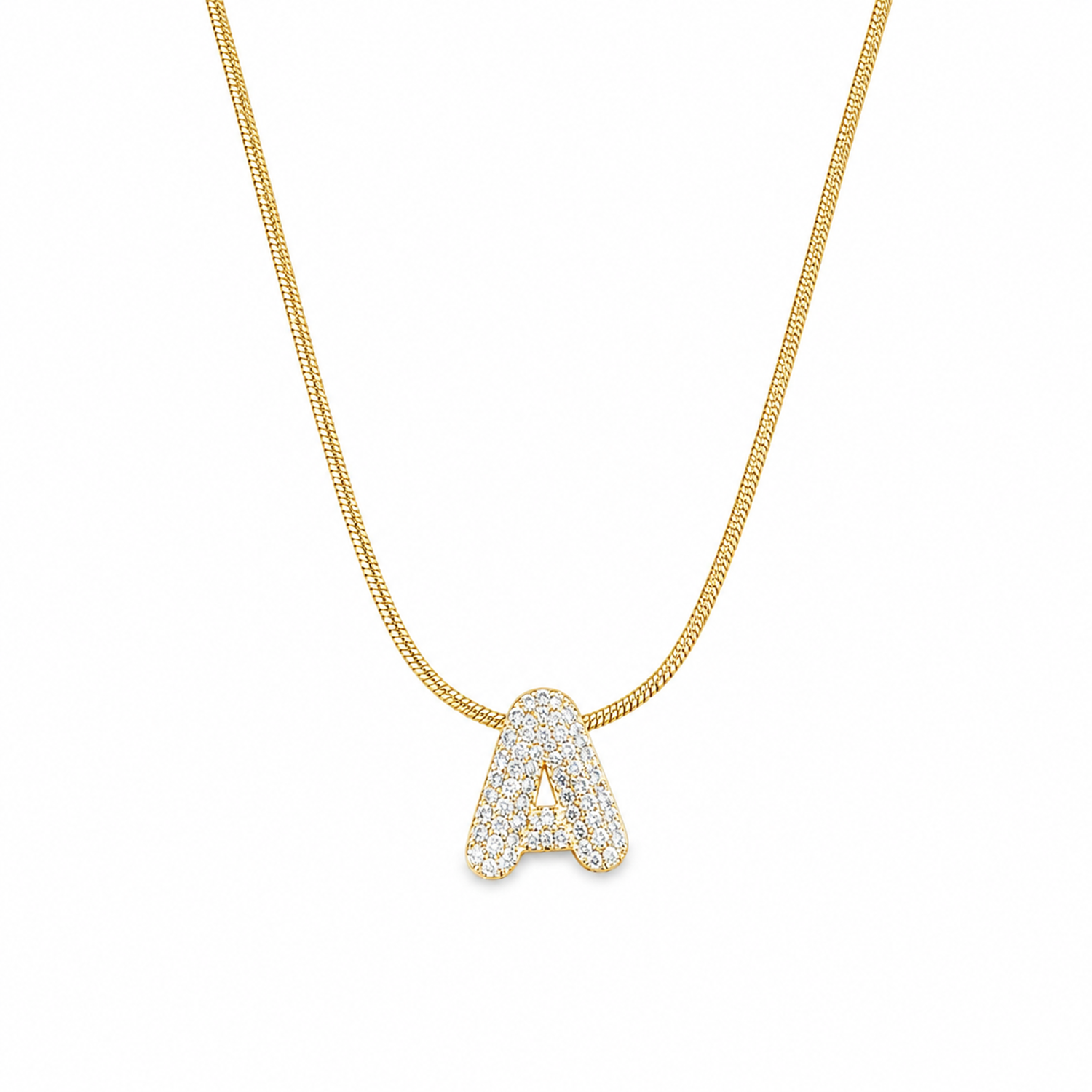 Chunky CZ Stone Alphabet Pendant for Girl & Women's