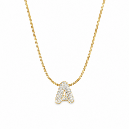Chunky CZ Stone Alphabet Pendant for Girl & Women's