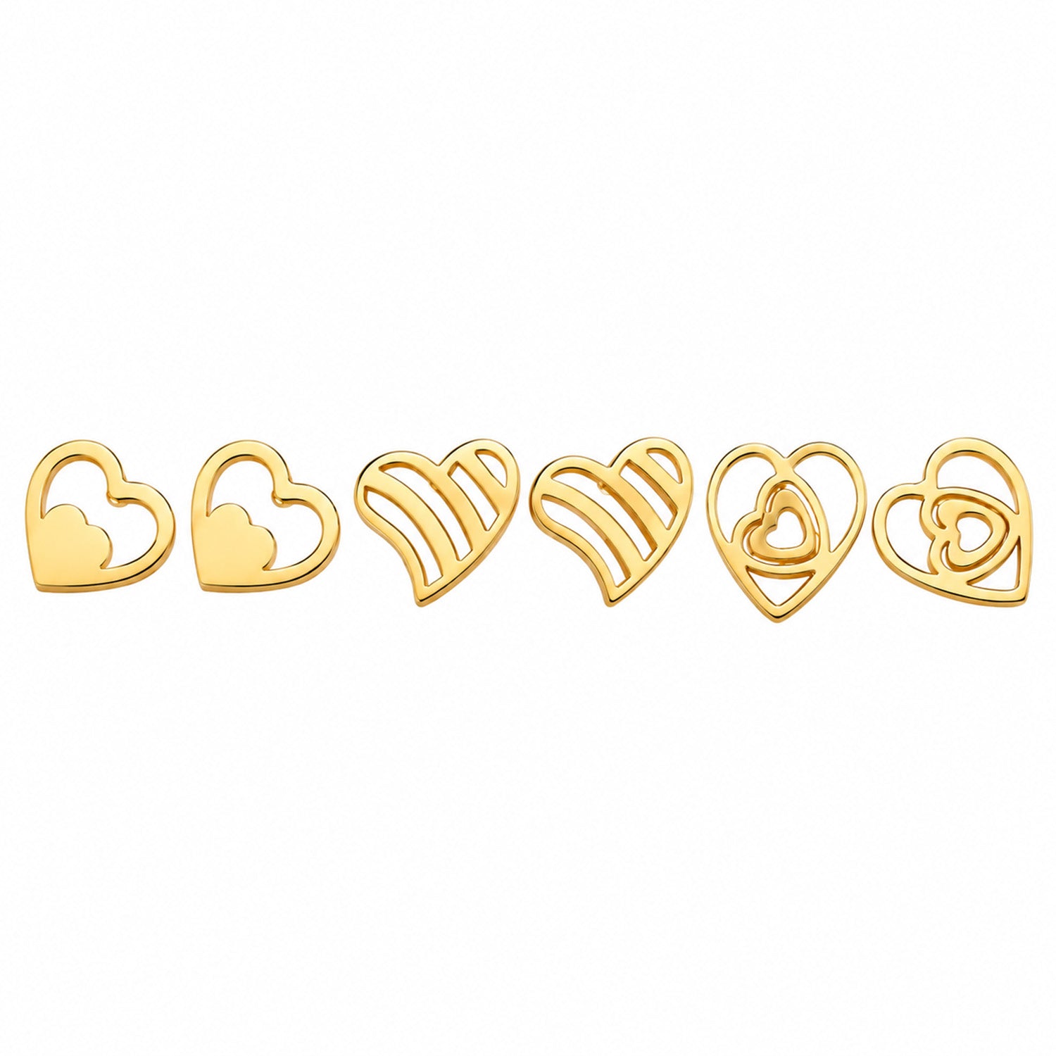 Stainless Steel Heart Beat Stud Earrings Set for Girls & Women