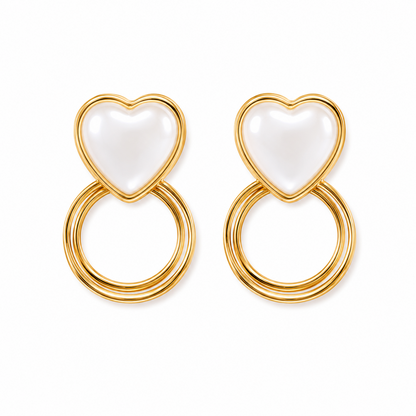 White Heart Hoop Statement Earrings for Girls & Women