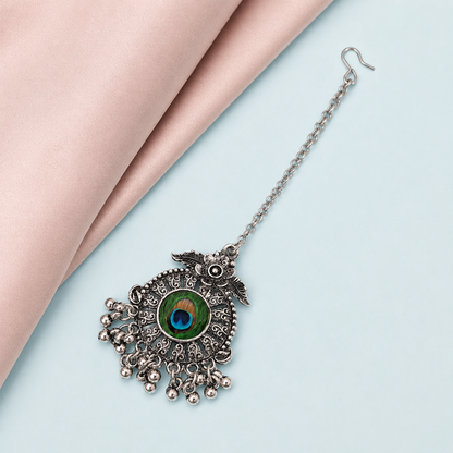 Oxidized Silver Mango Leaves Maang Tikka for Girls & Women