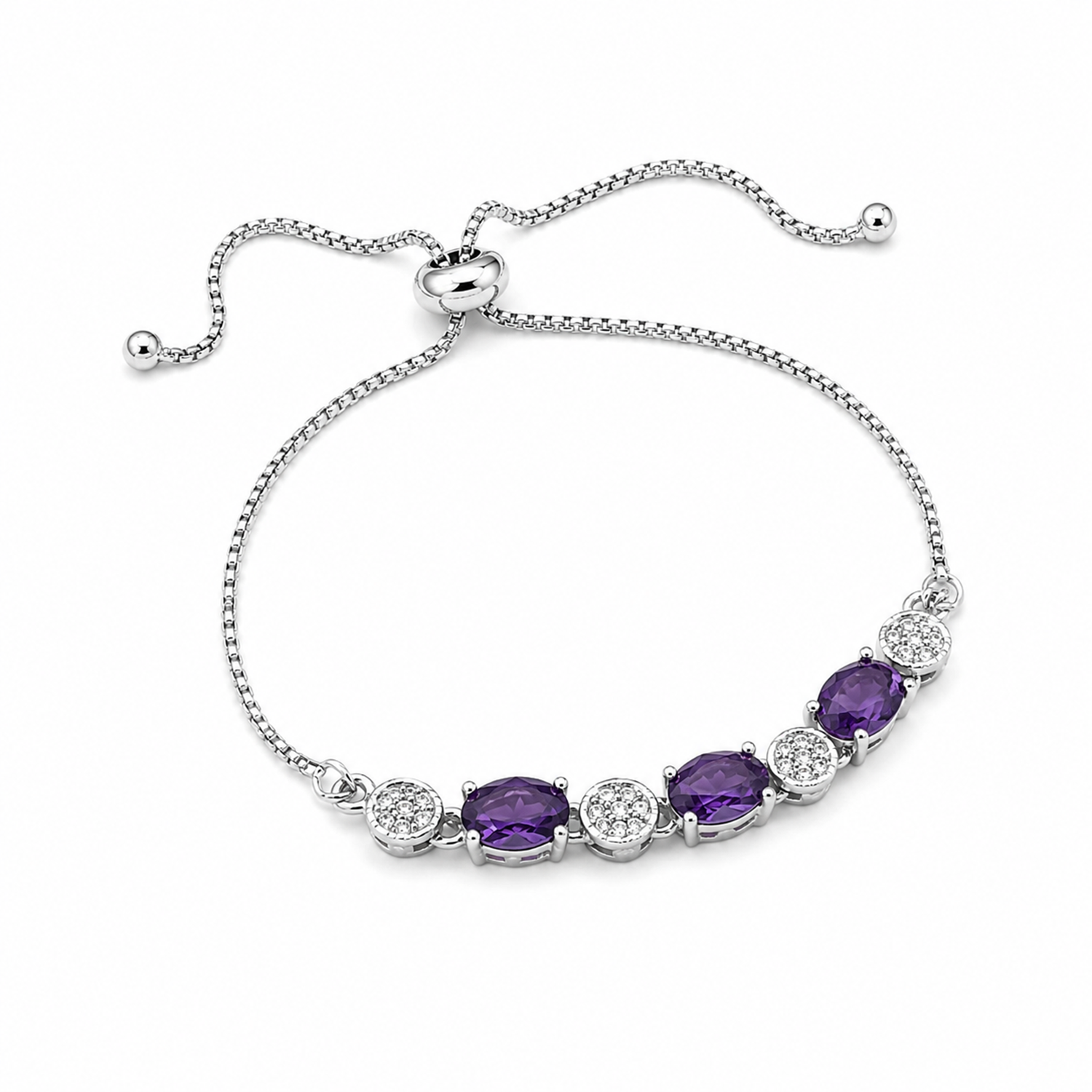 CZ Stone Adjustable bolo clasp Chain Bracelet for Girls & Women's