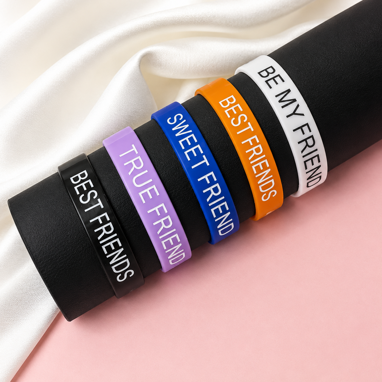 5pcs Mixed Print Friendship Day Silicone Bands