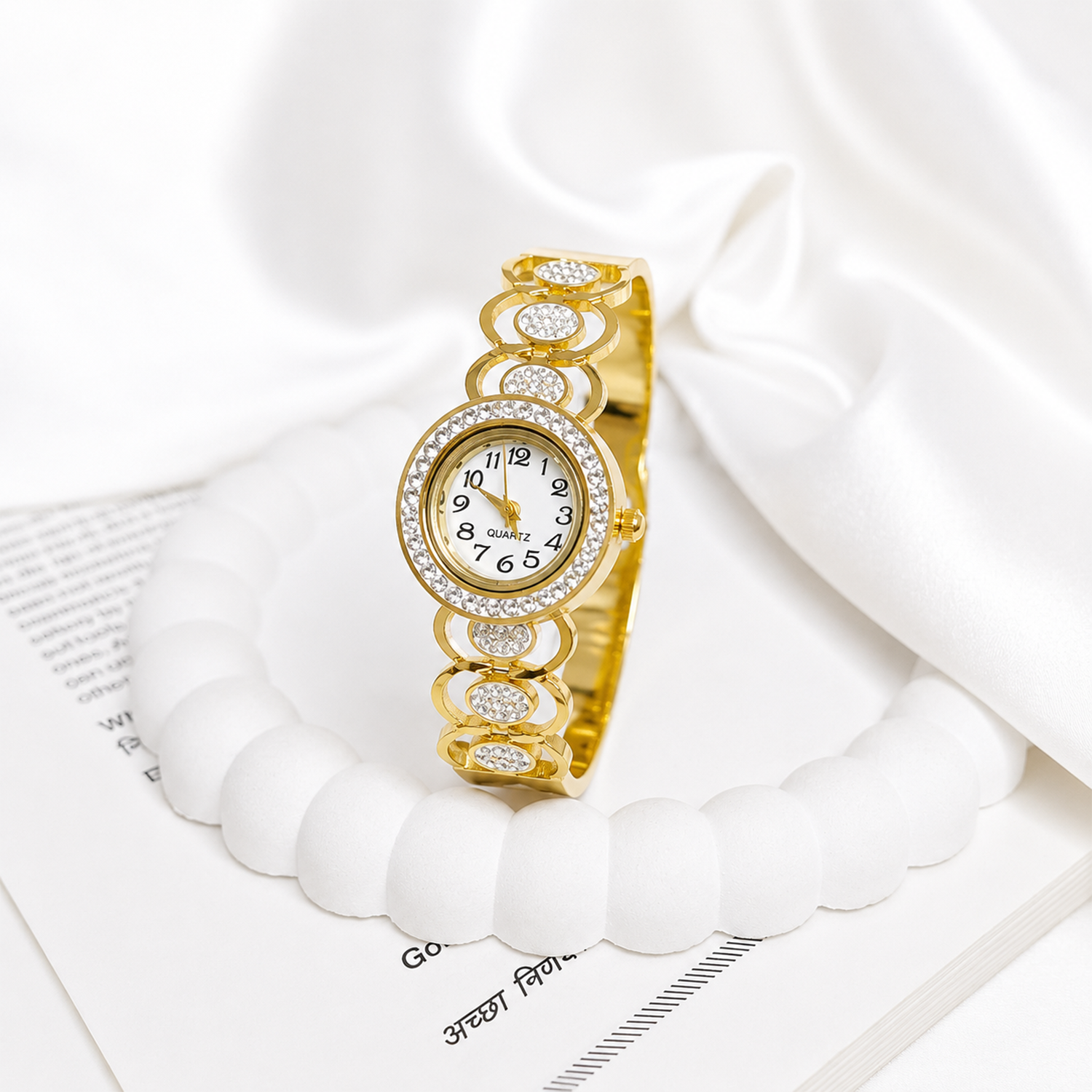 Heaven Interline AD Studded Wrist Band Bracelet Watch For Girls & Women