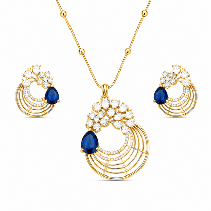 Distinctive Peacock Wings Teardrop Stone Pendant Set for Girls & Women's