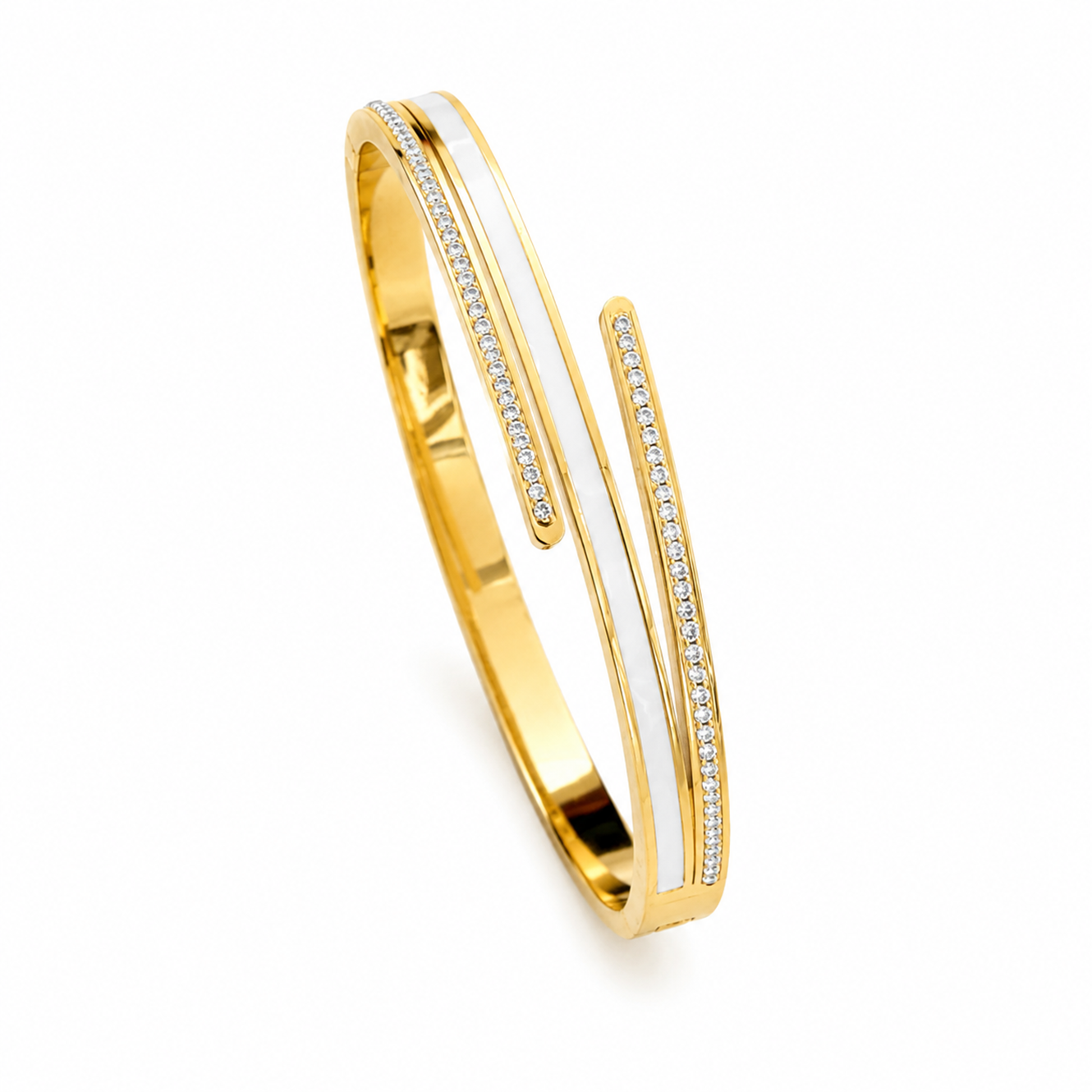 Dual Assorted AD Stone Lines Cuff Bracelet for Women & Girls