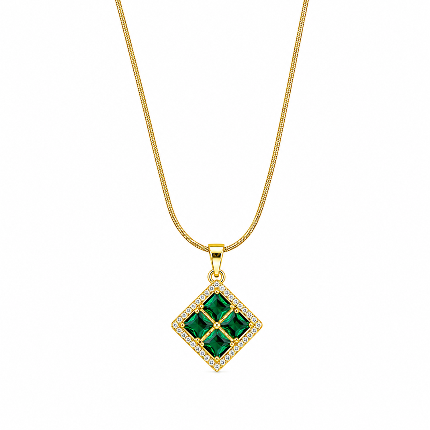 Radiant Four Central Princess-Cut Crystals Pendant for Girls & Women's