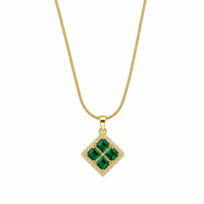 Radiant Four Central Princess-Cut Crystals Pendant for Girls & Women's