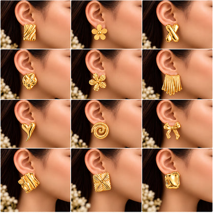 Gold Tone Statement 16 Pair Earrings for Party & Festive