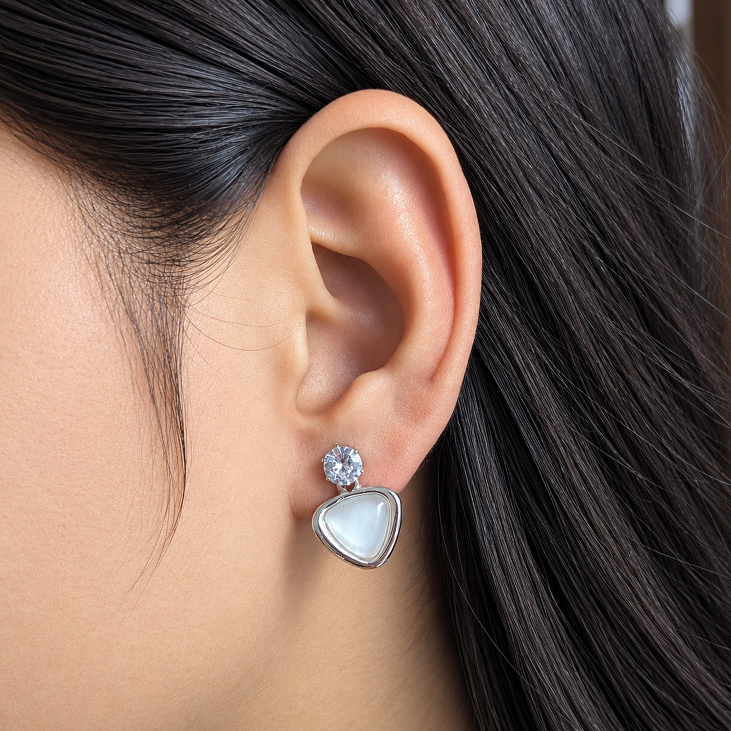 Solitaire Top Triangular Earrings for Girls & Women's