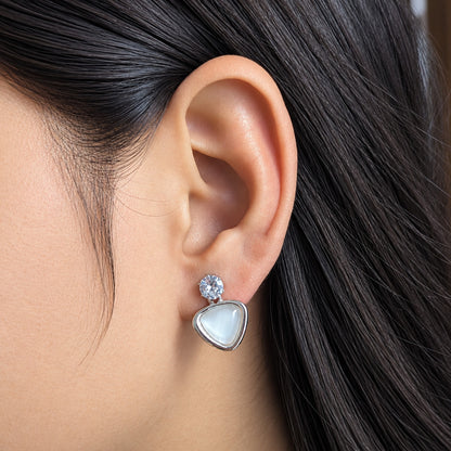 Solitaire Top Triangular Earrings for Girls & Women's