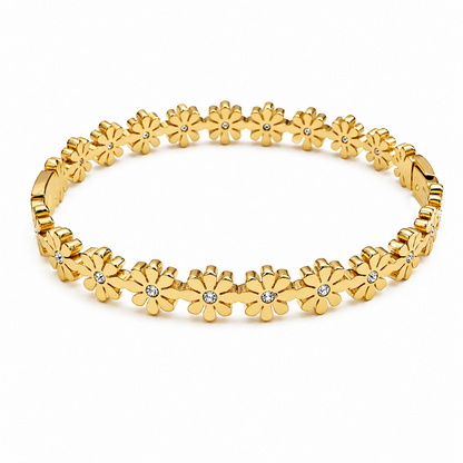 Daisy Flower Design With Crystal Accents Bracelet for Women & Girls