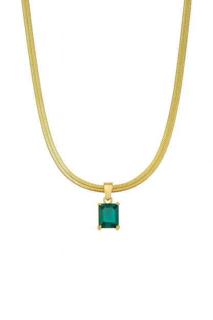 18k Gold Plated Stone Pendant Necklace ( Anti-Tarnish )