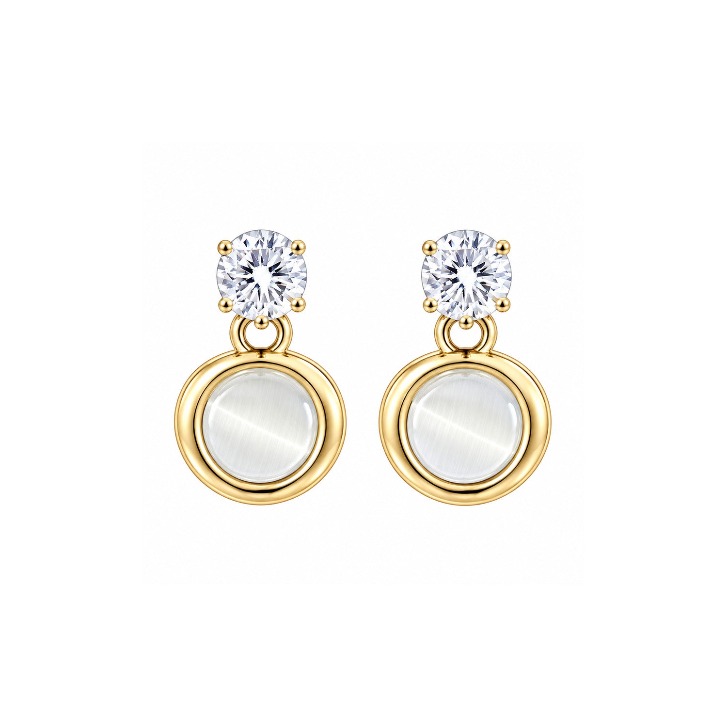 Round Opalescent Cat Eye Earrings for Girls & Women's