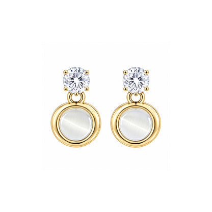Round Opalescent Cat Eye Earrings for Girls & Women's