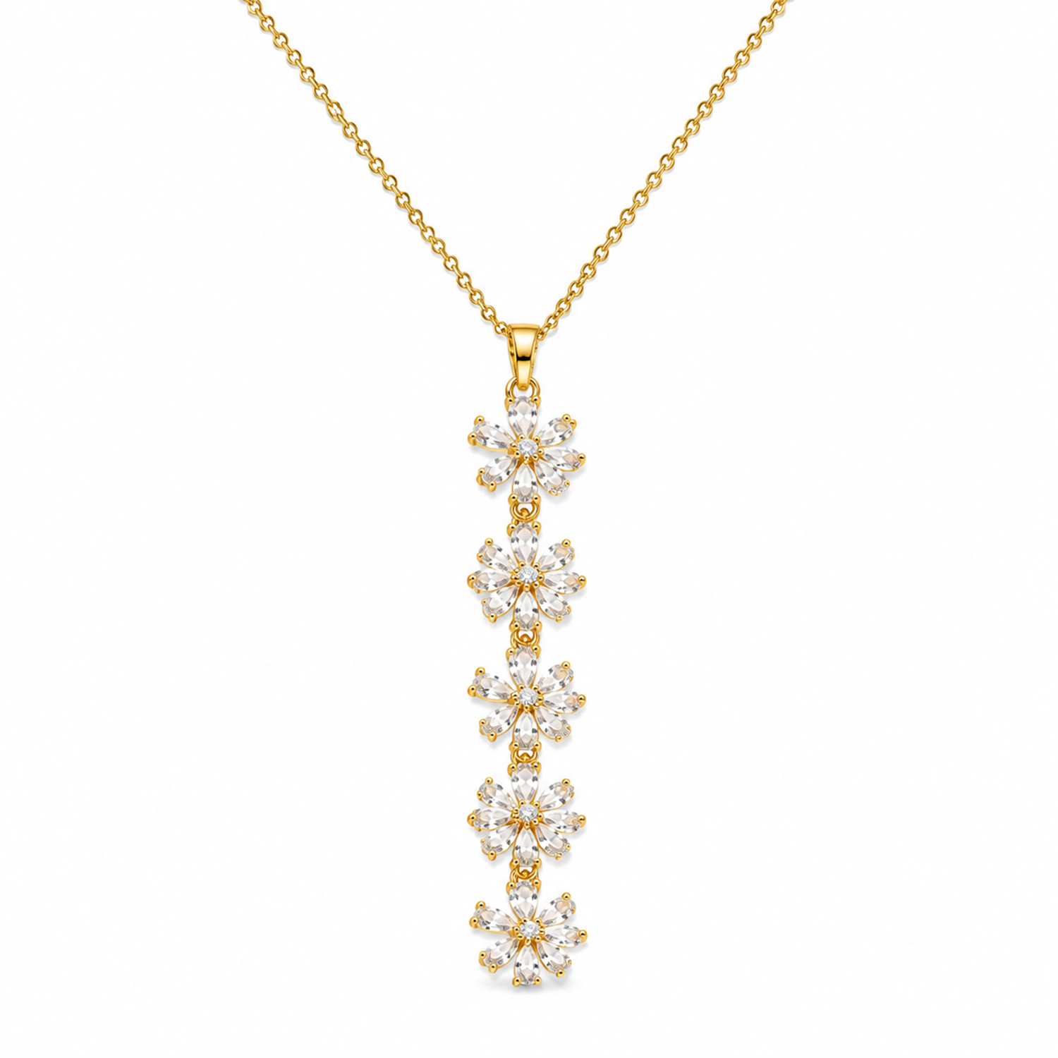 Vertical Cascade Of Five Vibrant CZ floral Pendant For Girls & Women's