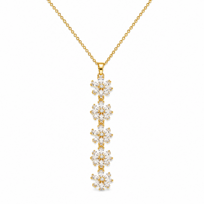 Vertical Cascade Of Five Vibrant CZ floral Pendant For Girls & Women's