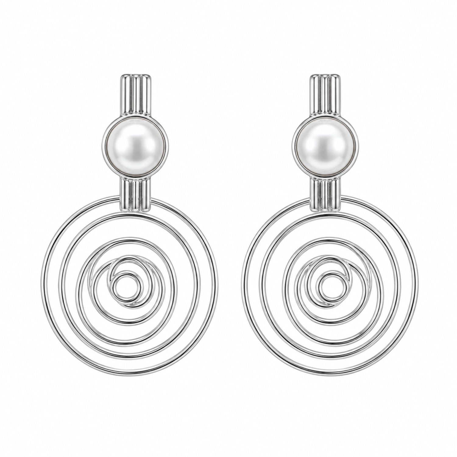 Spiral Pearl Stud Earrings for Women & Girls