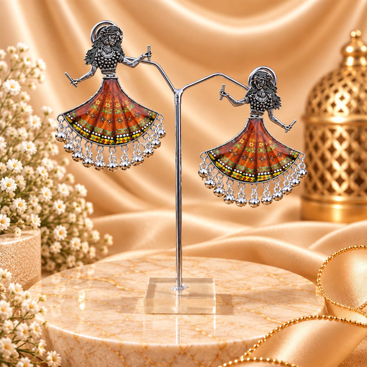 Oxidized Garba Dancer Drop Earrings for Girls & Women's