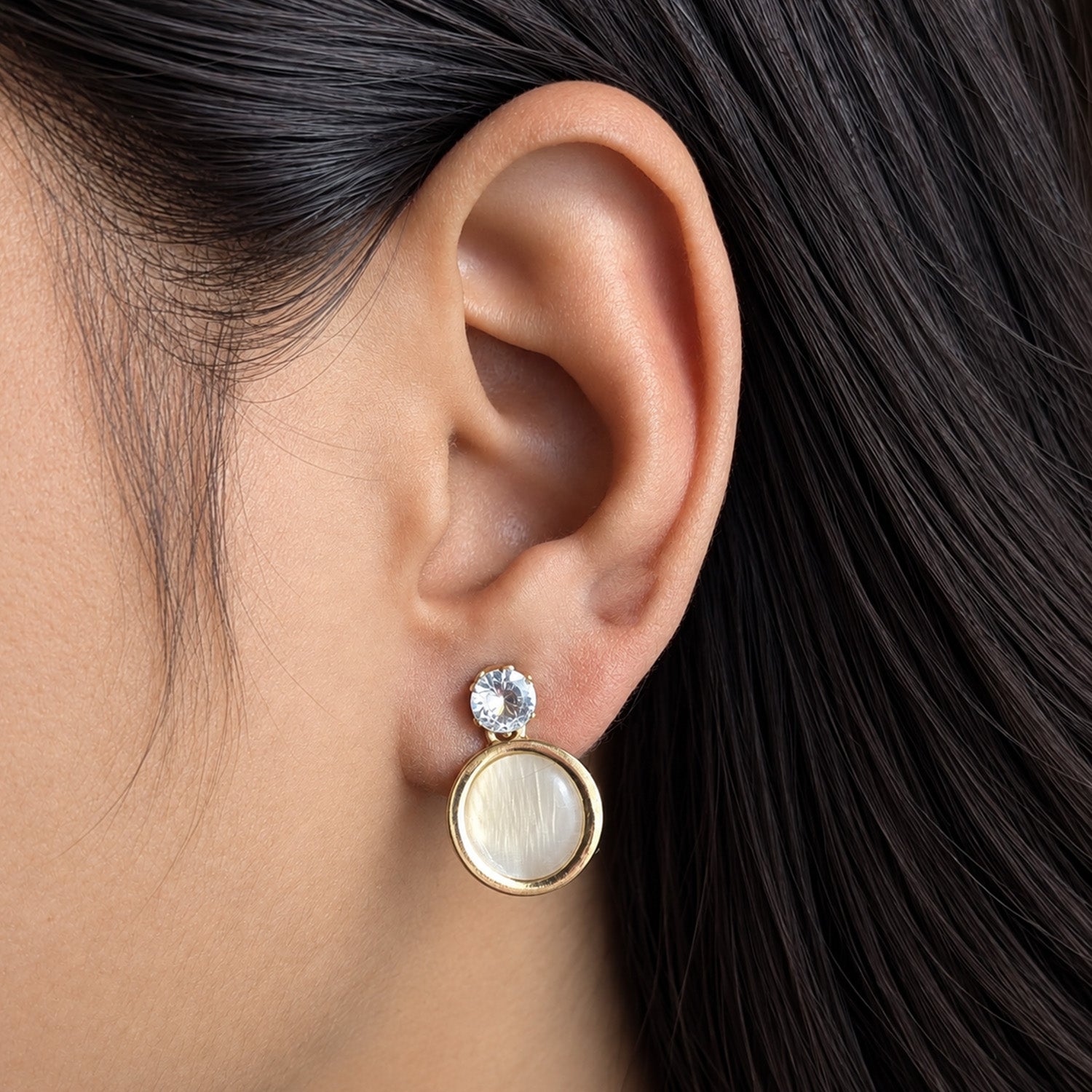Sparkling Round Crystal Stud Earrings for Girls & Women's