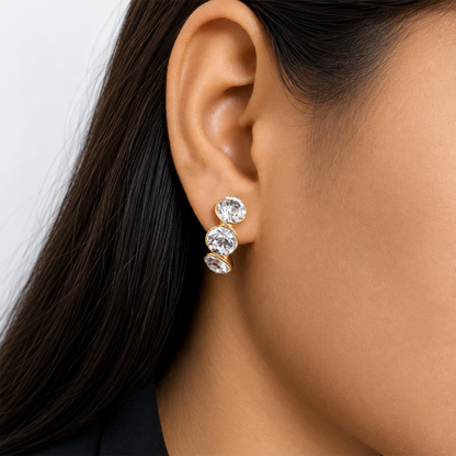 Women’s Three-AD Stone Drop Earrings for Women & Girls
