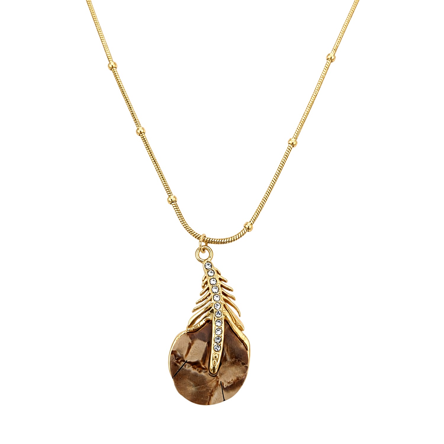 Minimalist Feather With Beaded Chain Pendant for Girls & Women
