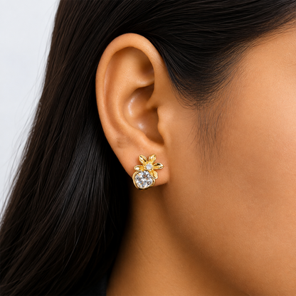 Women’s AD Stone Floral Dangle Drop Earrings for Women & Girls
