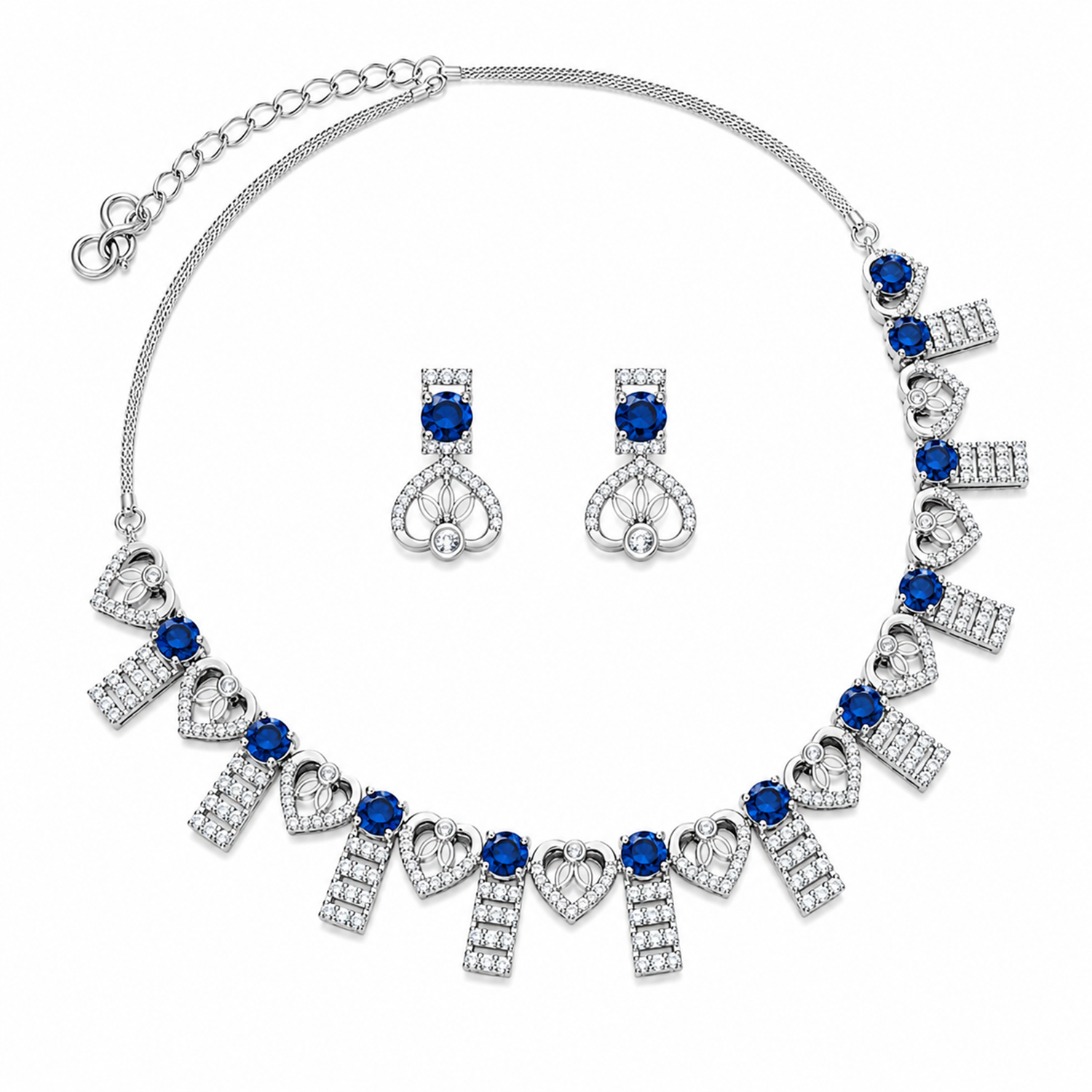 Enchanting AD Stone Heart Shape Necklace Set for Girls & Women's