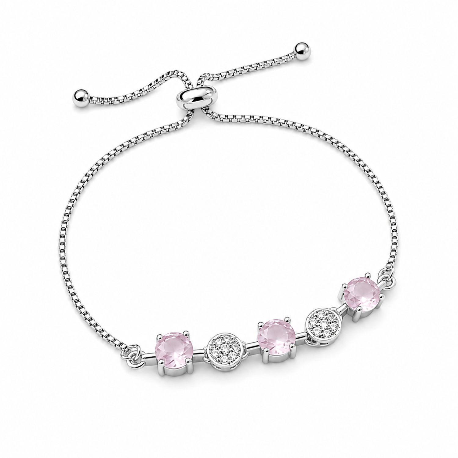 Minimalist Oval CZ Stone Chain Bracelet With Adjustable Chain for Girls & Women's