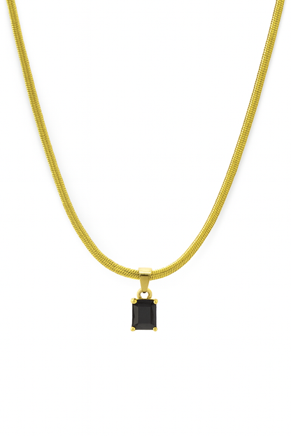 18k Gold Plated Stone Pendant Necklace ( Anti-Tarnish )