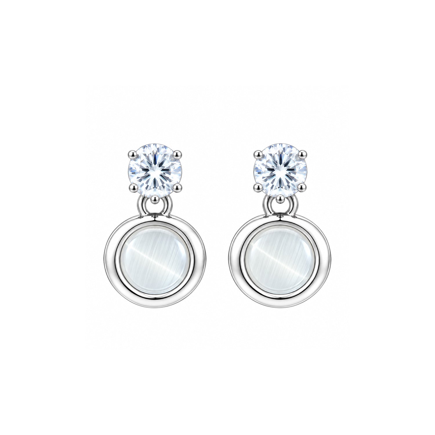 Round Opalescent Cat Eye Earrings for Girls & Women's