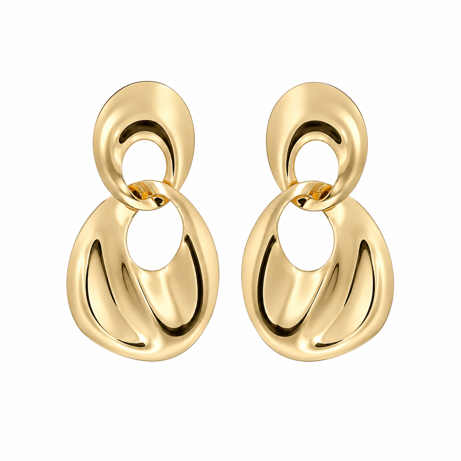 Irregular Double Disc Drop Earrings for Girls & Women