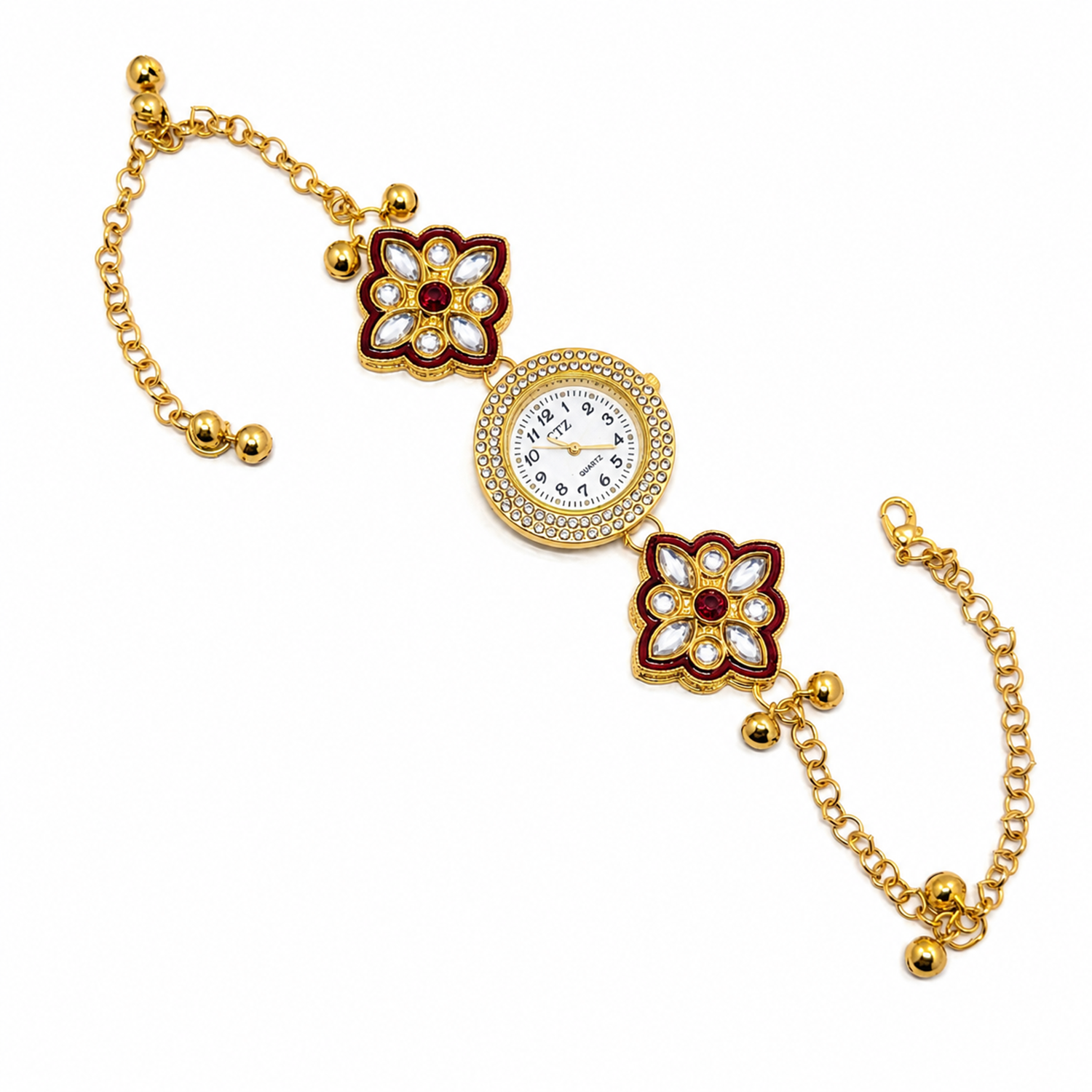 Floral Kundan Stone Kashmiri Watch for Women & Girls