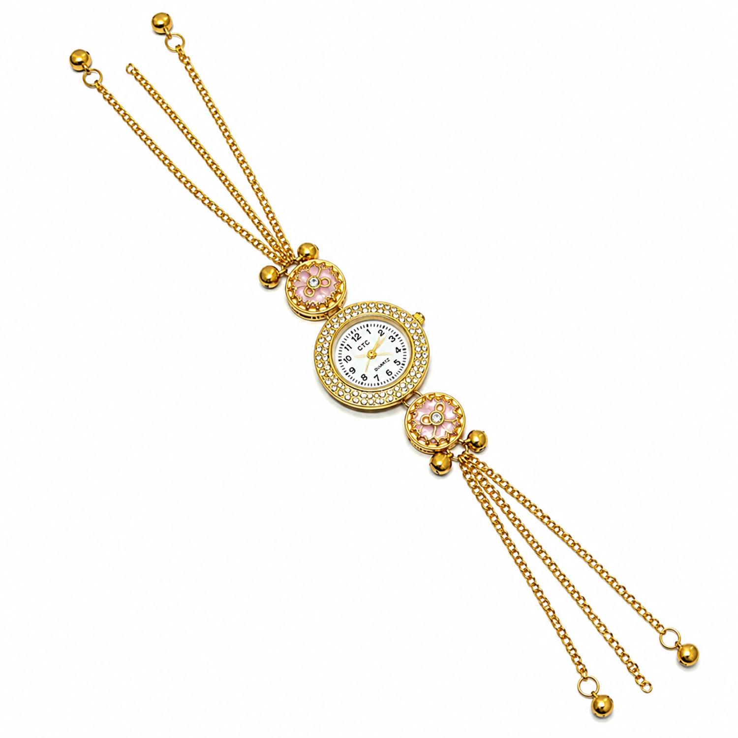 Floral Stone Round Dial Kashmiri Watch for Women & Girls
